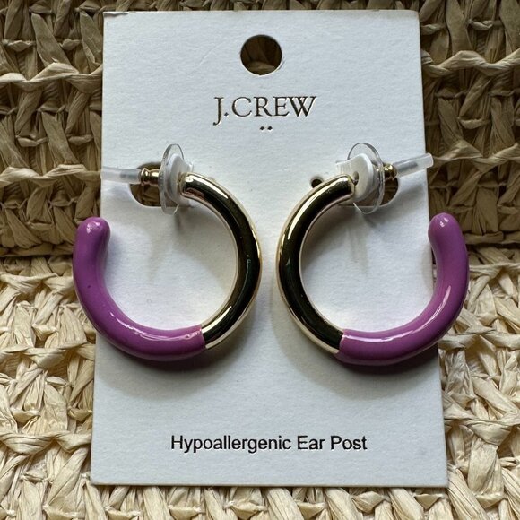 J. Crew Purple Enamel and Gold Tone Earrings - Picture 5 of 6